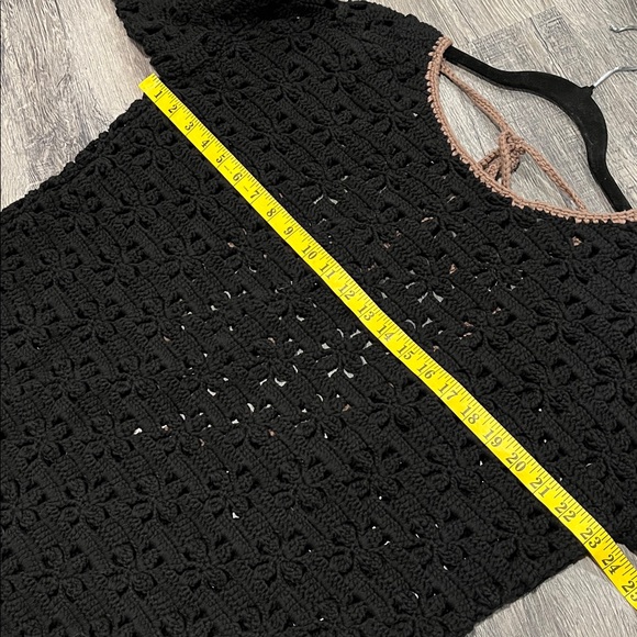 Free People Rue Crochet Tunic Sweater in Black Combo NWOT - xs - Picture 10 of 11